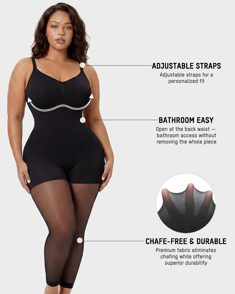 Easyslide™ Deep V Shapewear Bodysuit with Stockings