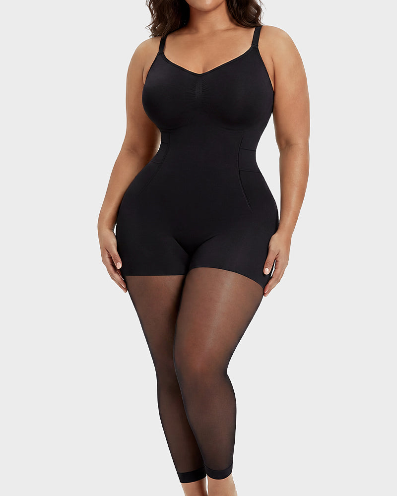 Easyslide™ Deep V Shapewear Bodysuit with Stockings