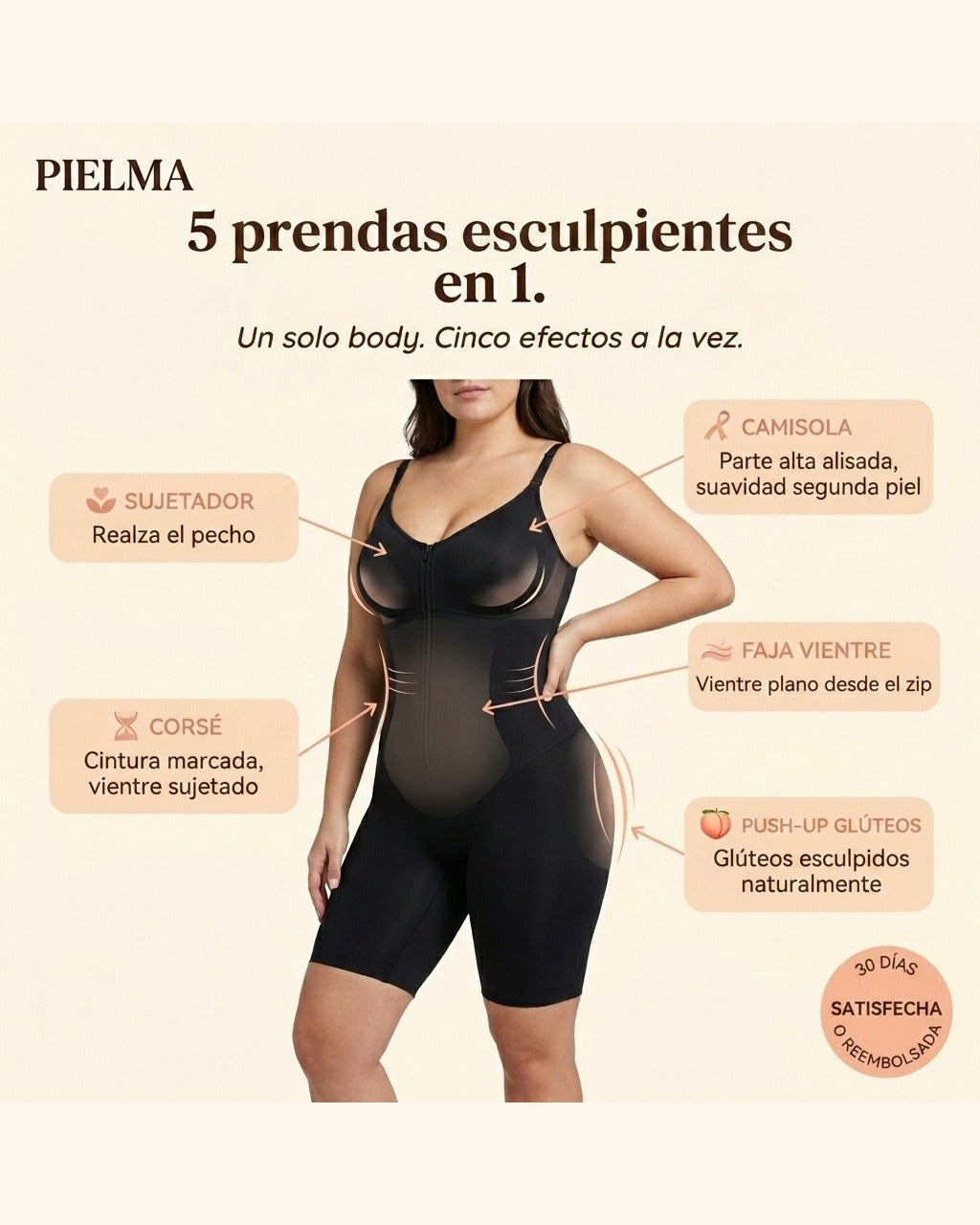 5 prendas esculpientes en 1 · Easyslide™ Pielma
